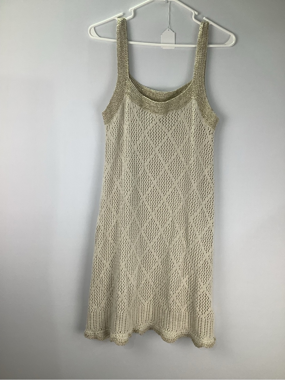 Venus Crochet Open Knit Tank Dress womens size M
